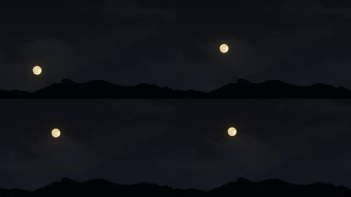 4K中秋十五夜景月亮升起