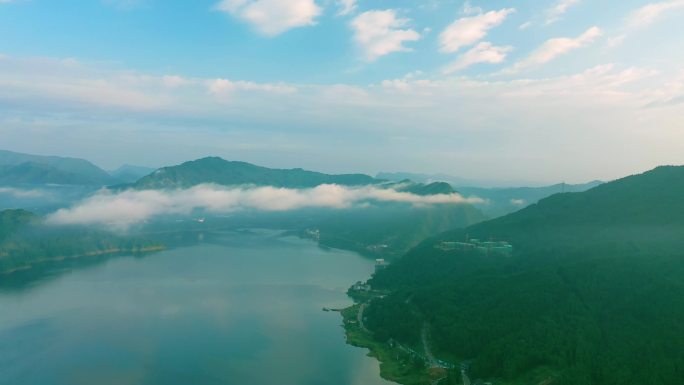 四川眉山洪雅县雅女湖瓦屋山航拍视频4K