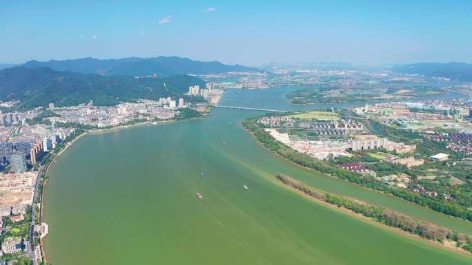 航拍杭州富阳城市大全景