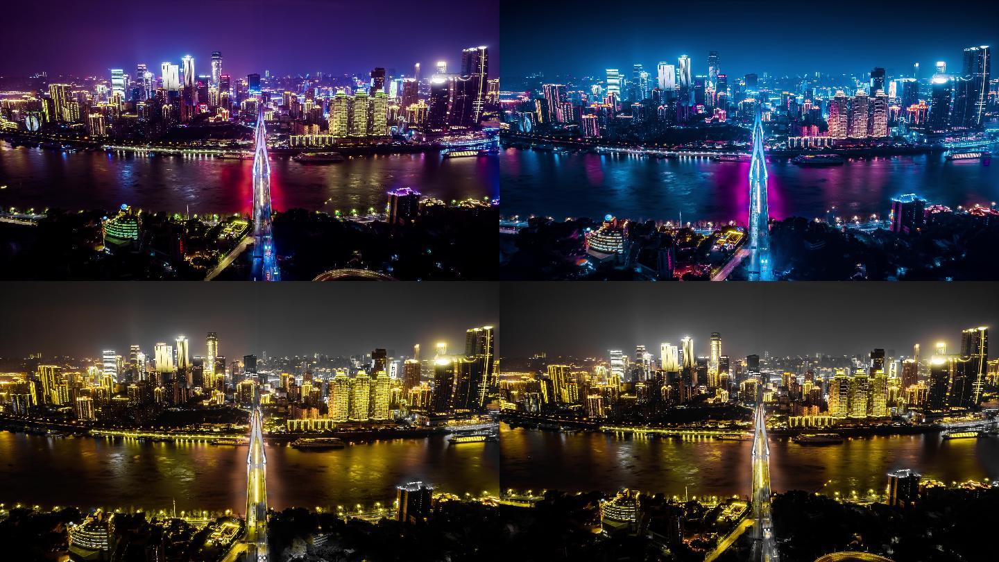 重庆东水门大桥交通车流夜景全景延时