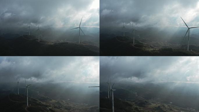 风力发电机风车湖北能源航拍摄影素材8