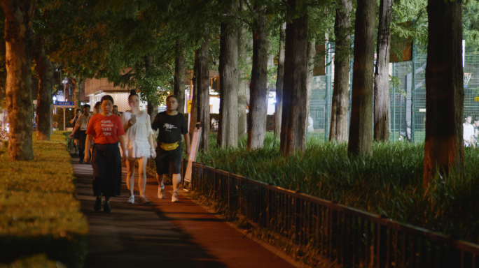 【4k】夜晚跑步散步空镜