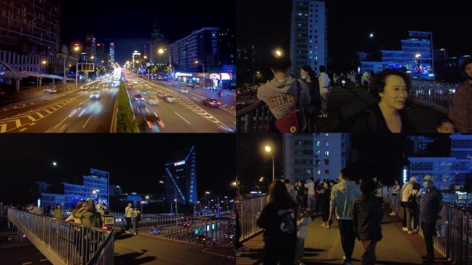 晚上车流车灯北京夜晚北京道路夜景晚上街道