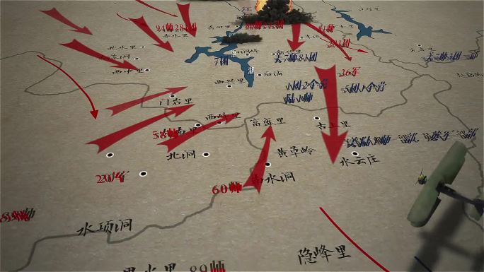 长津湖战役地图视频素材
