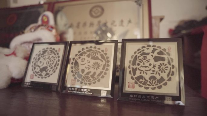 中国非物质遗产剪纸窗花成品展示