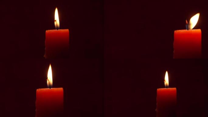 一支蜡烛红蜡烛烛光蜡烛火苗