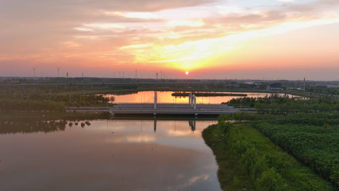 兰考凤鸣湖复兴门夕阳航拍