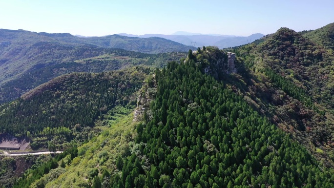 航拍济南劈山