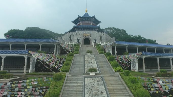 航拍广州多角度陵墓全景