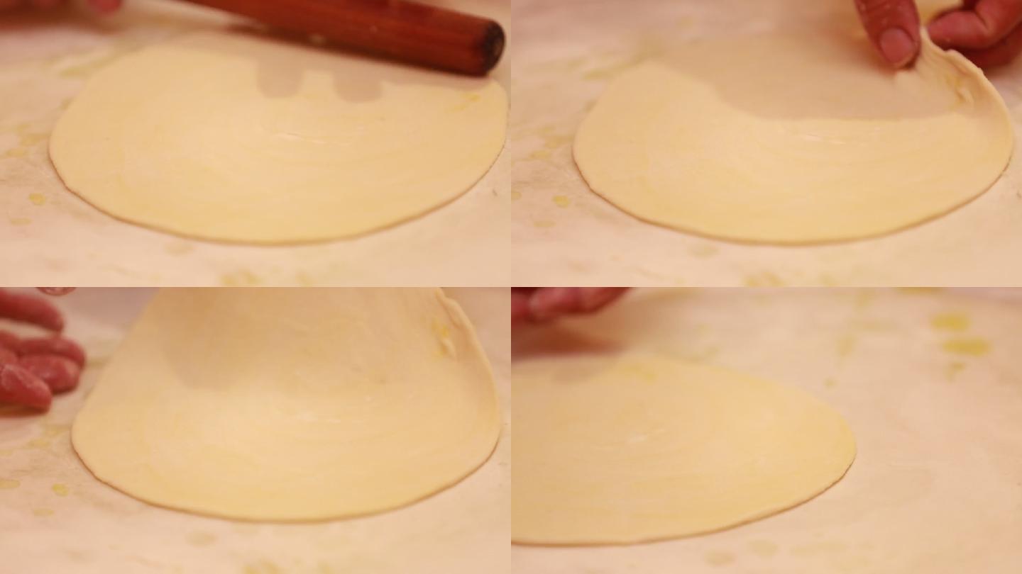 平底锅刷油烙千层饼 (4)