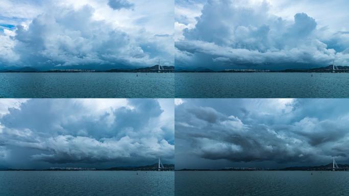 暴雨来临前的乌云 深圳湾大桥 香港