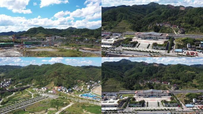 4K航拍高铁站远景4组1分20秒