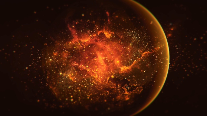 【4K宇宙】金色琥珀星球旋转幻想虚拟太空