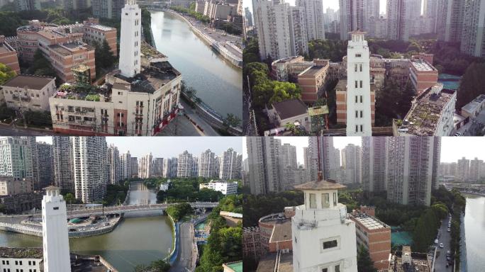 上海普陀区消防队航拍瞭望塔