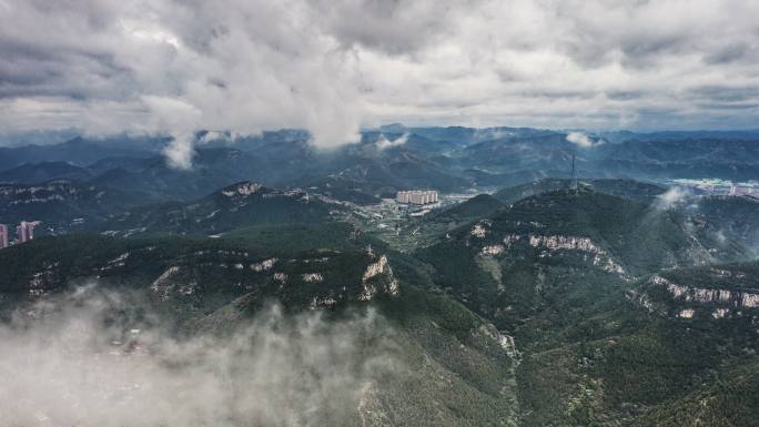 航拍仙境济南佛慧山延时摄影云雾天气