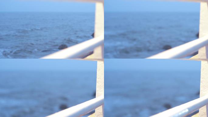 4K-蓝色大海栏杆观景台
