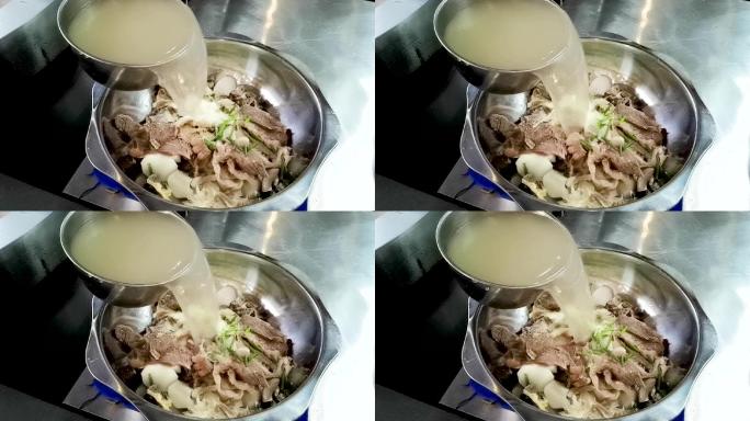 清汤牛肉火锅添加汤汁升格慢动作