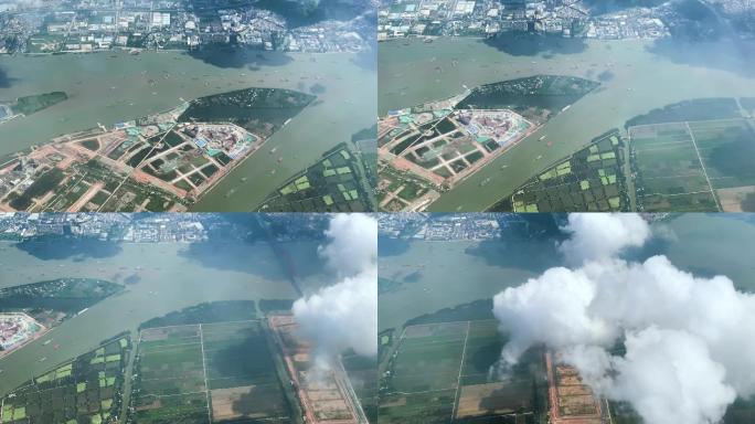 高空航拍大地大海大河