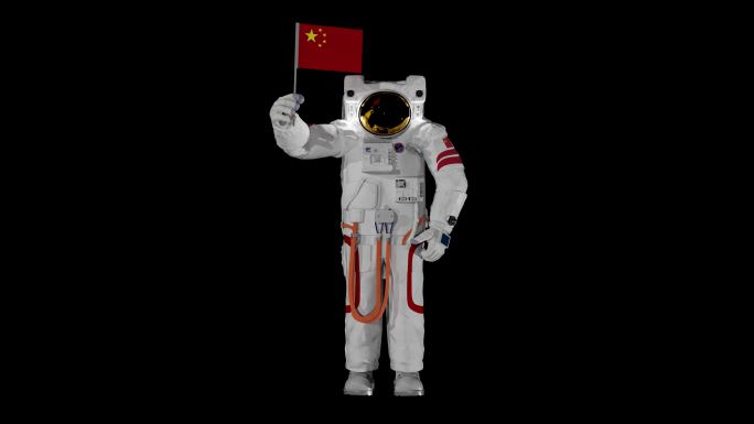 【4k】带通道挥旗帜的宇航员