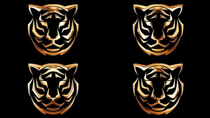 《金色老虎》兔年烫金色透明通道视频