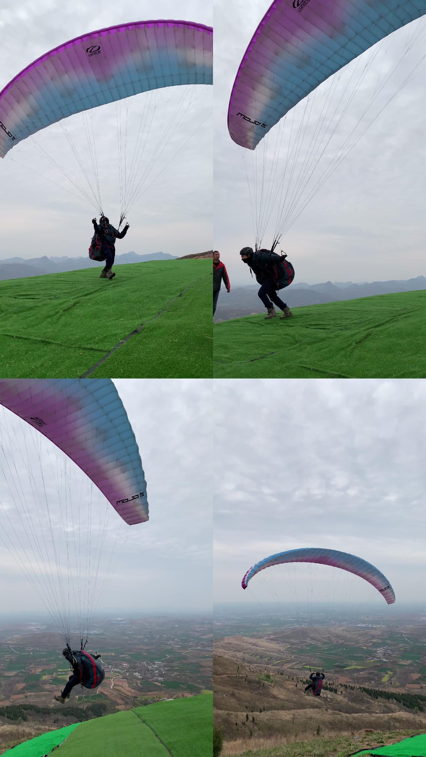 具茨山山顶滑翔伞起飞观众欢呼