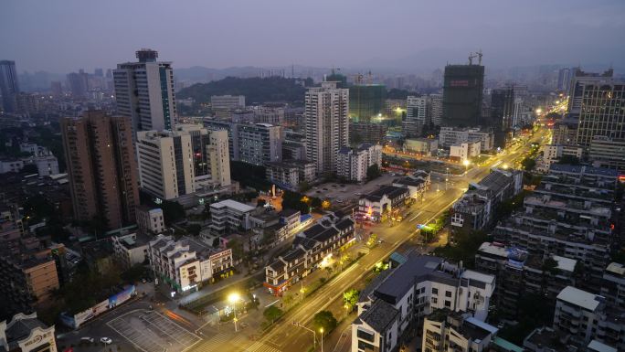 延时摄影城市夜晚到白天