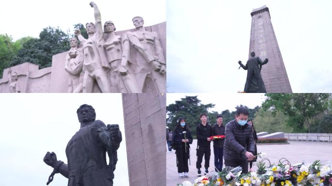 雨花台红色教育基地烈士纪念碑献花烈士群雕