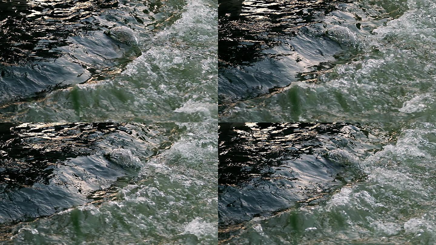 河流流淌-水浪水花-水流