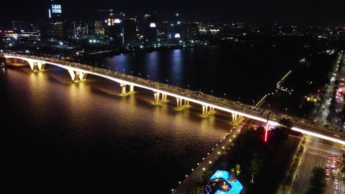 广州琶洲桥夜景，金融城配套夜景