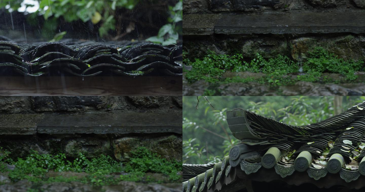 下雨屋簷地面唯美空鏡頭