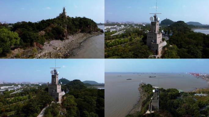 南通 航拍 城市风光 气象站 狼山 长江