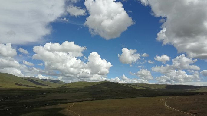 西藏航拍 蓝天 白云