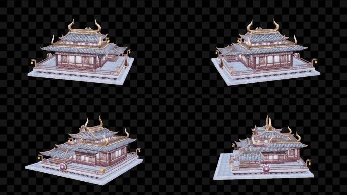 古代宫殿宫廷建筑古遗址全息投影动画73