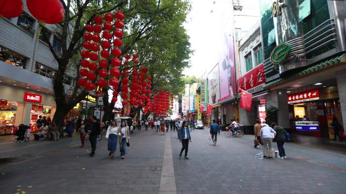 5K广州北京路延时视频，购物街旅游风光