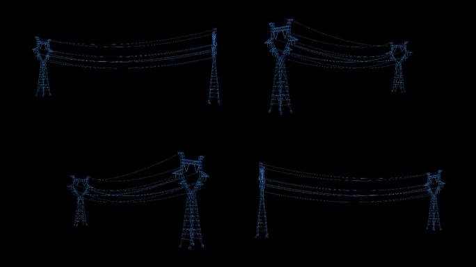 4k全息科技线框输电塔带通道1