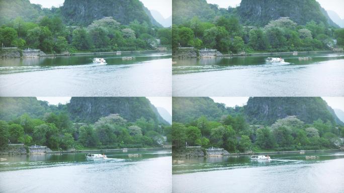 4k素材拍摄漓江上的游船