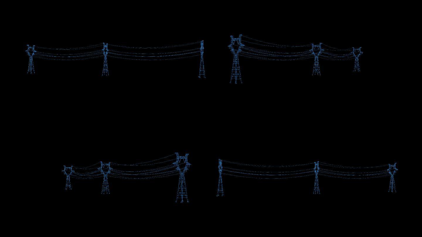 4k全息科技线框输电塔带通道
