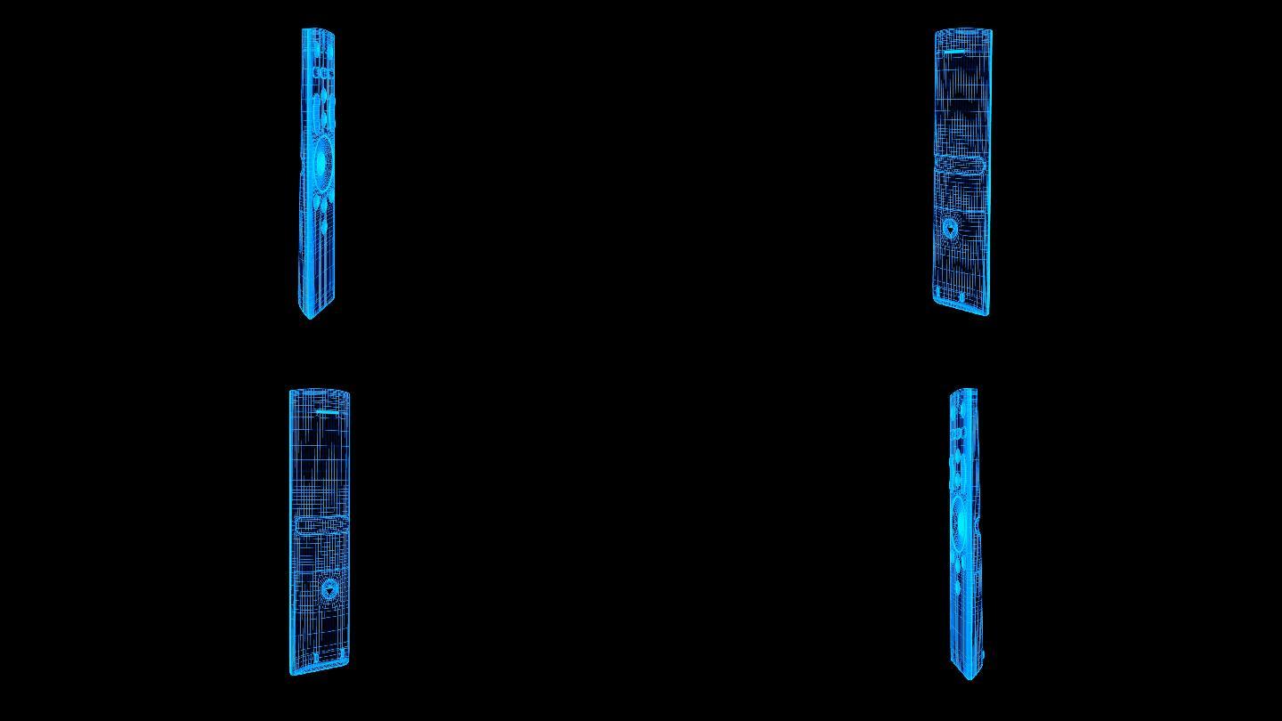 蓝色线框全息科技遥控器动画素材带通道