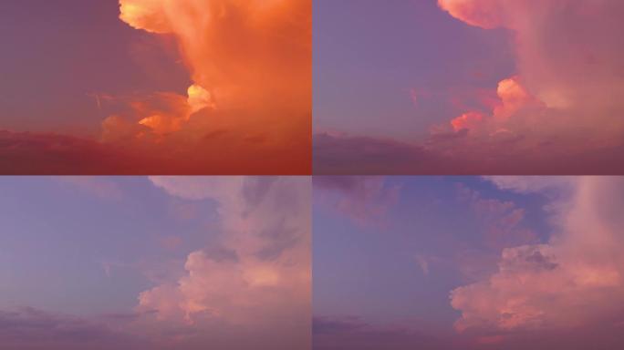 4K夕阳粉色云朵云层流动