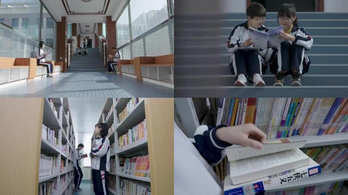 学生读书馆连廊看书学习X