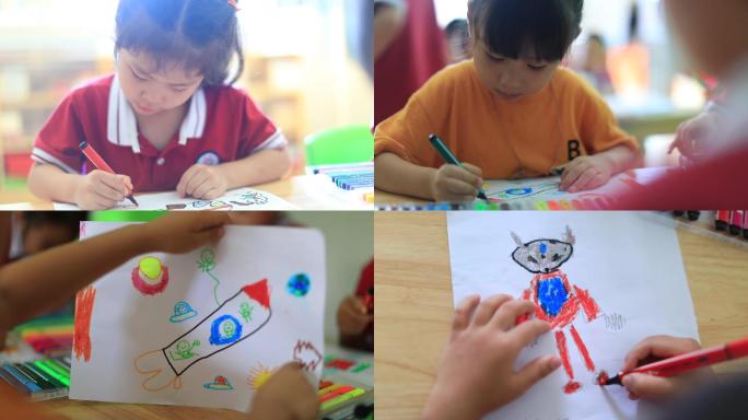 幼儿园 美术课 梦想 画画 涂鸦