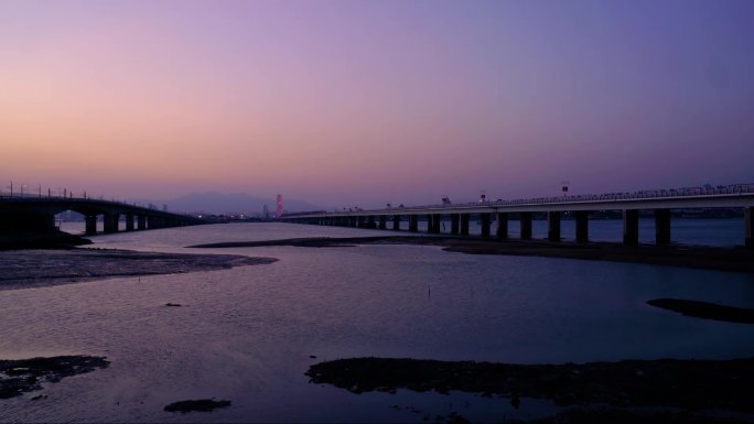 厦门城市大景-厦门大桥昼夜延时摄影