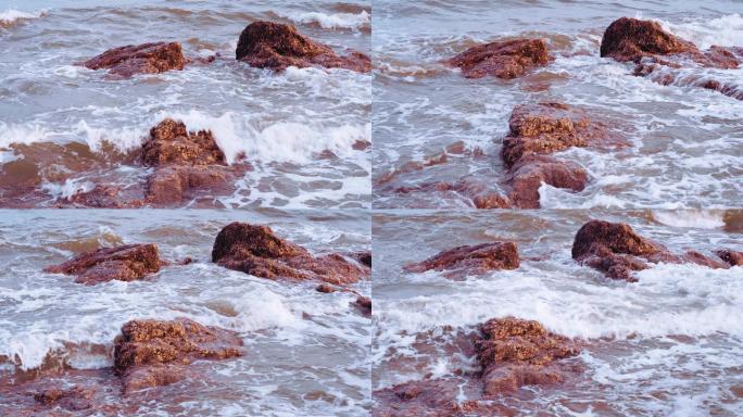 4K-海浪岩石电影感户外美景