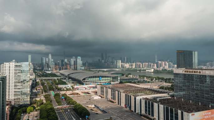 【4K可商用】暴风雨前的城市 广州