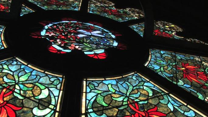高清彩色玻璃窗基督教红色
