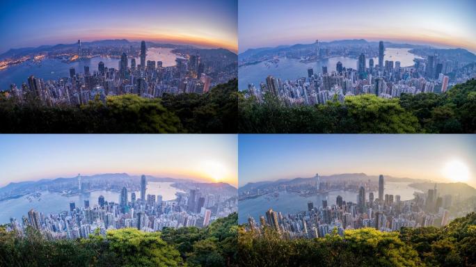 从维多利亚峰看香港市
