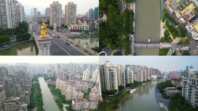 上海普陀区武宁路全景武宁桥4K航拍5分钟