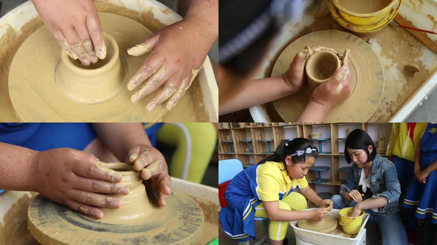 儿童学习陶艺