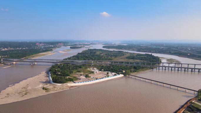 4K航拍四川岷江江水