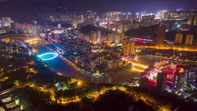 重庆綦江区城市夜景航拍延时